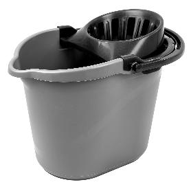 CUBO FREGONA-MOCHO 15 L RECTANGULAR CON ESCURRIDOR GRIS