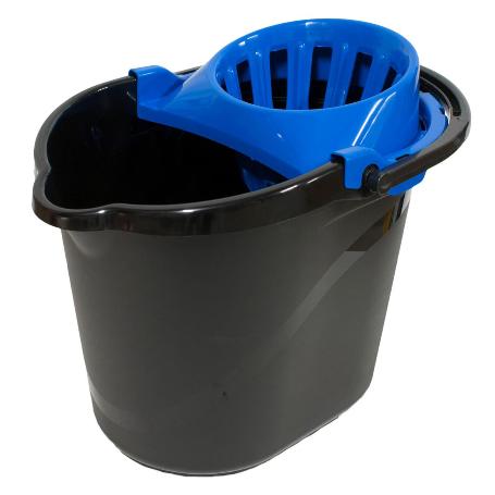 CUBO-FREGONA MOCHO 15 L RECTANGULAR  CON ESCURRIDOR AZUL