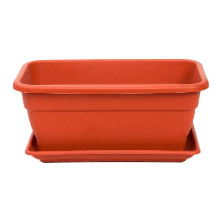 JARDINERA MACETERO RECTANGULAR PLASTICO TERRACOTA EVA 40CM+PLATO