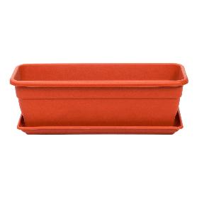 JARDINERA MACETERO RECTANGULAR PLASTICO TERRACOTA EVA 50CM+PLATO