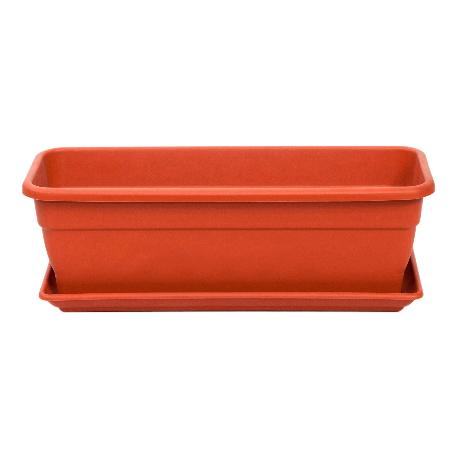 JARDINERA MACETERO RECTANGULAR PLASTICO TERRACOTA EVA 50CM+PLATO