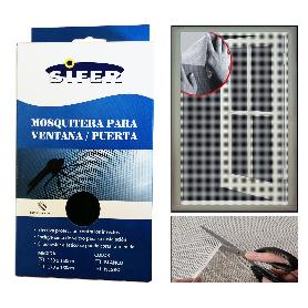 SIFER TELA-MALLA MOSQUITERA FIBRA+VELCRO ADHESIVO NEGR 130X150CM