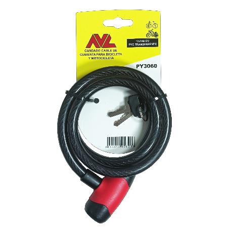 AVL CANDADO CABLE BICI-MOTO 5,5 MM  LLAVE SERRETA PY3060