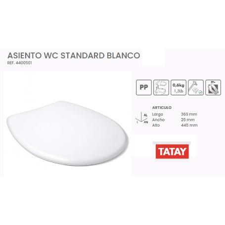 TATAY TAPA ASIENTO WC BLANCO UNIVERSAL 37X45 CM STANDARD 4400501