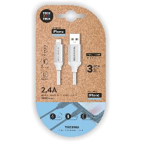 TECH CABLE IPHONE CARGA RAPIDA NYLON 1M BLANC USBA APPLE TEC2005