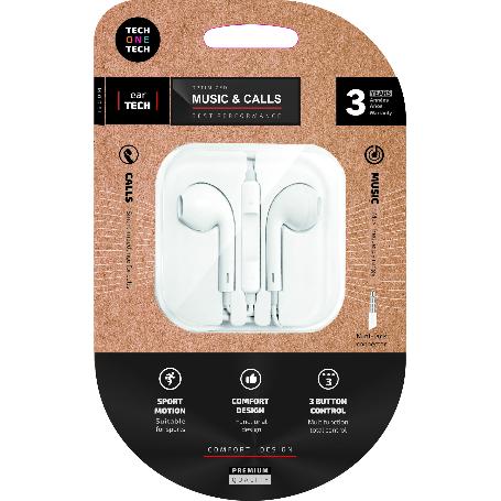 TECH AURICULARES CON MICROFONO JACK 3.5 MM BLANCO  TEC1001