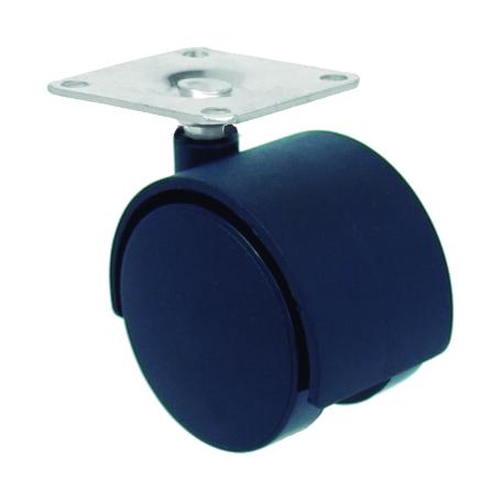 RUEDA MOBILIARIO 40Ø NYLON NEGRA PLACA 42X42 30K 18H0002