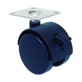 RUEDA MOBILIARIO 50Ø NYLON NEGRA PLACA FRENO 40KG 18H0005