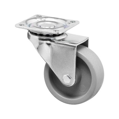 RUEDA MOBILIARIO 30Ø PP GRIS PLACA 42X42 25K 18H0350