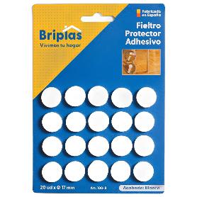 BRIPLAS FIELTRO ADHESIVO 20 U REDONDO 17 Ø MM BLANCO 100B