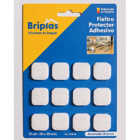 BRIPLAS FIELTRO ADHESIVO 12 U CUADRADO 20X20 MM BLANCO 104B