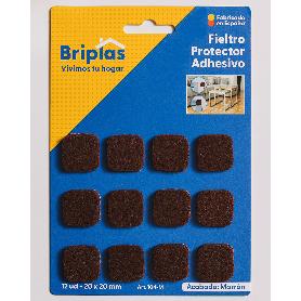BRIPLAS FIELTRO ADHESIVO 12 U CUADRADO 20X20 MM MARRON 104M