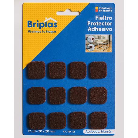BRIPLAS FIELTRO ADHESIVO 12 U CUADRADO 20X20 MM MARRON 104M