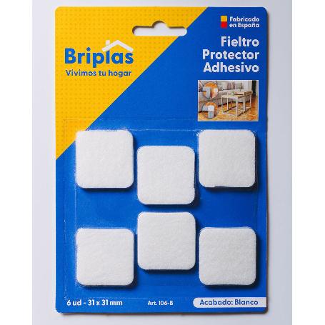 BRIPLAS FIELTRO ADHESIVO 6 U CUADRADO 31X31 MM BLANCO 106B