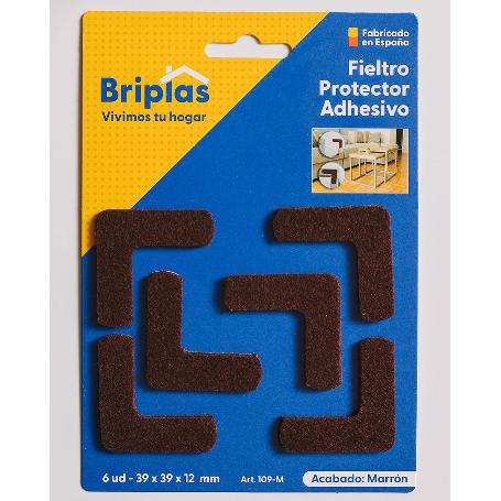 BRIPLAS FIELTRO ADHESIVO 6 U ESCUADRA 39X39X12 MM MARRON 109M
