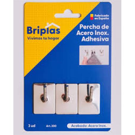 BRIPLAS COLGADOR COCINA INOX ADHESIVO 3 U GANCHOS EN V  200