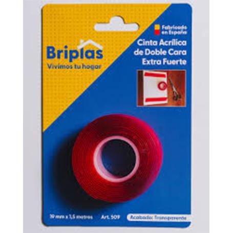 BRIPLAS CINTA ADHESIVA DOBLE CARA EXTRAFUERTE 19MMX1.5M ROJA 509