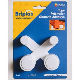 BRIPLAS TOPE PUERTA ADHESIVO RETENEDOR GIRATORIO 2 U BLANCO 306B