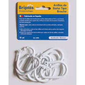 BRIPLAS ANILLAS PARA CORTINA BAÑO TIPO BROCHE 10 U BLANCO 600