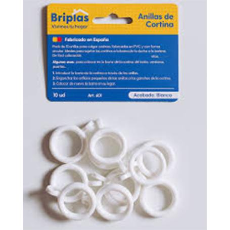 BRIPLAS ANILLAS PARA CORTINA BAÑO TIPO UNIVERSAL 10 U BLANCO 601