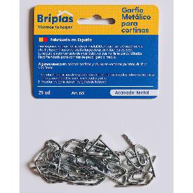 BRIPLAS GARFIO-CORCHETE CORTINA BAÑO 25 U CROMO 621