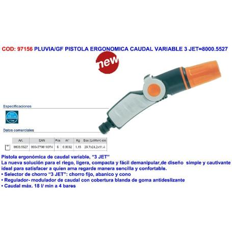 PLUVIA-GF FINSTOCK PISTOLA ERGONOMICA CAUDAL VARIABLE 3 JET 5527