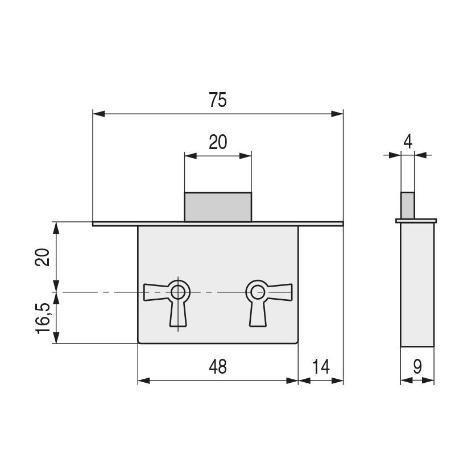 CERRADURA EMBUTIR TEO SIN LLAVES E20 LATONADA (CAJA 20)