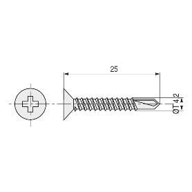 TORNILLO BROCA ROSCA CHAPA CABEZA PLANA DIN 7504-P ZINCADO LARG.R/CHAPA 25MM Ø ROSCA CHAPA 4.2MM (CAJA 200)