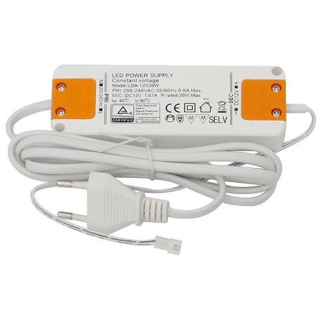 TRANSFORMADOR 20W LEDS 12V DC 128X50X15 IP20. CLASS 2.