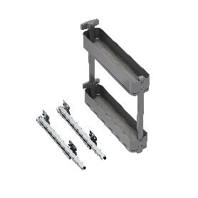 EMUCA BOTELLERO LATERAL EXTRAÍBLE HARMONY CON CIERRE SUAVE, MÓDULO ANCHO 150MM ALTO 700MM, ACERO Y MADERA, GRIS ANT