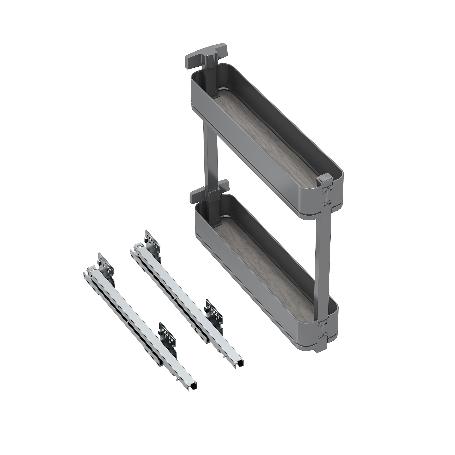 EMUCA BOTELLERO LATERAL EXTRAÍBLE HARMONY CON CIERRE SUAVE, MÓDULO ANCHO 150MM ALTO 700MM, ACERO Y MADERA, GRIS ANT