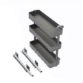 EMUCA BOTELLERO LATERAL EXTRAÍBLE HARMONY CON CIERRE SUAVE, MÓDULO ANCHO 200MM ALTO 800MM, ACERO Y MADERA, GRIS ANT