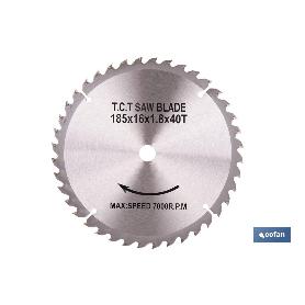 DISCO CORTE PARA MADERA Ø185 MM X 16 MM X 1,8 MM X 40 DIENTES