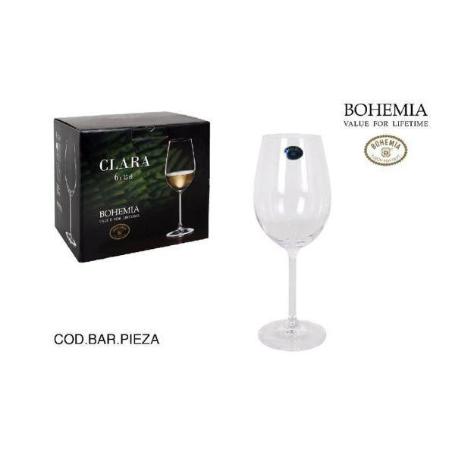 35 CLS COPA VINO BLANCO CRISTAL FINO BOHEMIA MOD CLARA - CAJA PRESENTACION 6 UNIDADES