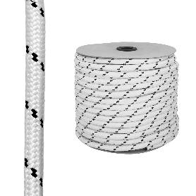 CUERDA POLIESTER TRENZADA BLANCO / AZUL  5 MM. BOBINA 200 M.