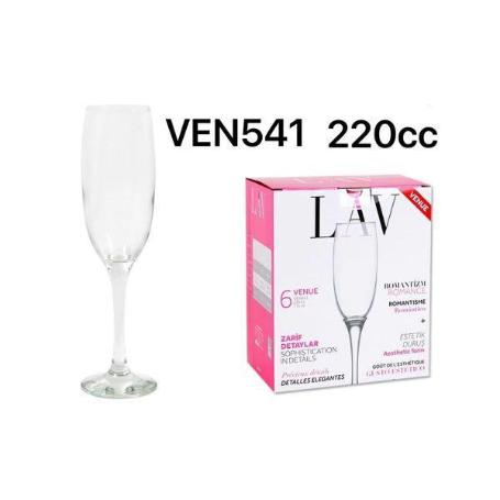 22 CLS COPA ESPUMOSOS,CHAMPAN,CAVA,FRIZZANTE VENUE 220CC LAV TIPO FLAUTA - CAJA 6 UNIDADES