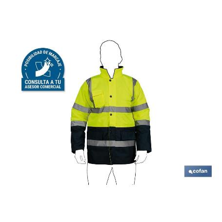 PARKA DE ALTA VISIBILIDAD MODELO DENEB AMARILLO Y AZUL TALLA XL