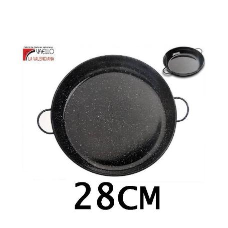 28 CMS CAZUELA ESMALTADA NEGRA CON PUNTOS ESPECIAL PARA COCINAR AL HORNO VAELLO