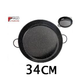 34 CMS CAZUELA ESMALTADA NEGRA CON PUNTOS ESPECIAL PARA COCINAR AL HORNO VAELLO