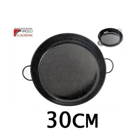 30 CMS CAZUELA ESMALTADA NEGRA CON PUNTOS ESPECIAL PARA COCINAR AL HORNO VAELLO