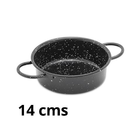 14 CMS CAZUELA FUENTE REDONDA ESMALTADA NEGRA PARA PIL-PIL VAELLO