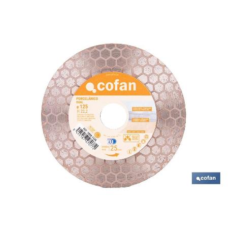 DISCO PORCELANICO DUAL CORTAR Y DESBASTAR 125MM H22,3
