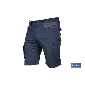 BERMUDAS DE TRABAJO TYR ELASTANO 215 G/M2 AZUL MARINO CON DETALLES GRISES TALLA 58