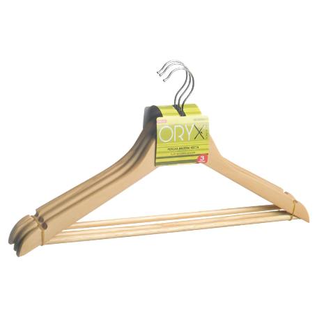 JUEGO PERCHAS DE MADERA RECTA 450 MM. (PACK 3 PIEZAS)