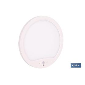 DOWNLIGHT DE SUPERFICIE BLANCO CON SENSOR DE PRESENCIA Y CREPUSCULAR 18 W Ø230 MM