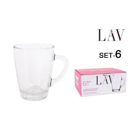 25 CLS TAZA CON ASA CRISTAL DESAYUNO MODELO VEGA - CAJA 6 UNIDADES