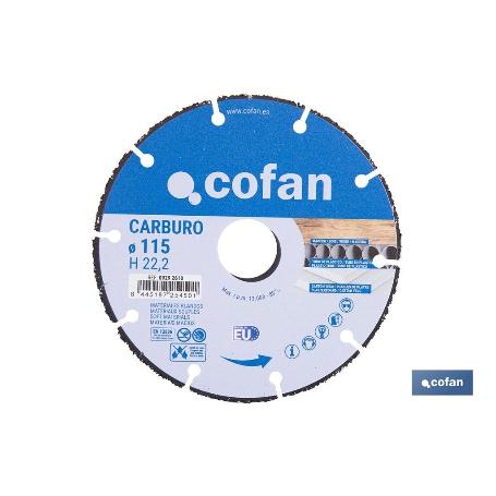 DISCO ESPECIAL DE CARBURO PARA MATERIALES BLANDOS Ø115X1 MM