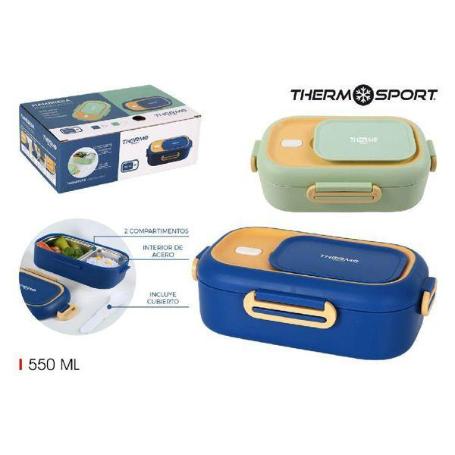 FIAMBRERA TERMO PLASTICO ACERO INOXIDABLE CON CUBIERTO INCLUIDO 550 ML THERMO