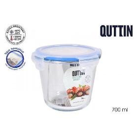 FIAMBRERA REDONDA CRISTAL CON TAPA HERMETICA CON VALVULA 13,5 CMS 700 ML QUTTIN