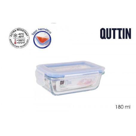 FIAMBRERA TAPER RECTANGULAR CON TAPA HERMETICA 180 ML QUTTIN